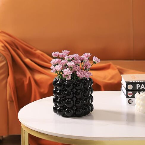 yanwe1 Bubble Vases, Black Ceramic Vases Set of 2, Boho Vases, Tall Vases, Vases, Decorative Vases, Vases Decor , Dining Table, Wedding, Fireplace Mantel, Office, Coffee Table, Black Large+Medium in Kuwait