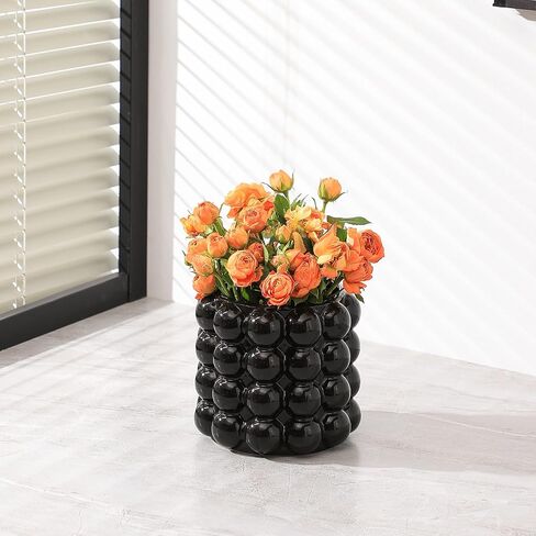 yanwe1 Bubble Vases, Black Ceramic Vases Set of 2, Boho Vases, Tall Vases, Vases, Decorative Vases, Vases Decor , Dining Table, Wedding, Fireplace Mantel, Office, Coffee Table, Black Large+Medium in Kuwait