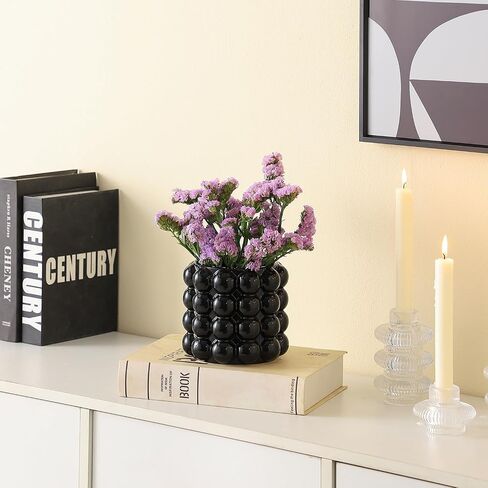 yanwe1 Bubble Vases, Black Ceramic Vases Set of 2, Boho Vases, Tall Vases, Vases, Decorative Vases, Vases Decor , Dining Table, Wedding, Fireplace Mantel, Office, Coffee Table, Black Large+Medium in Kuwait