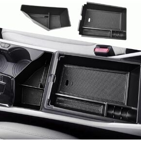 2 Pack Center Console Organizer Compatible with 2023-2025 Kia Sportage Hybrid/Plug-in Hybrid Middle Armrest Storage Box Insert Tray Accessories (Edition with Electronic Transmission ONLY), Black