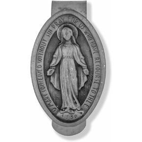 Pewter Visor Clip with Miraculous Medal (Small Oval)