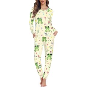 Sprowallow 2 Pieces Sleepwear Lounge Sets for Women Long Sleeve Top with Full-Length Bottom Soft Loungewear Pajama Set