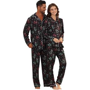 Christmas Couples Matching Pajamas Sets Women Men Xmas Pjs Button Down Sleepwear Long Sleeve Loungewear in Kuwait