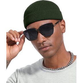 Short Fisherman Beanie for Men Women, Wool Knit Cuff Warm Winter Hats, Trawler Beanie Watch Caps Soft Skullcap