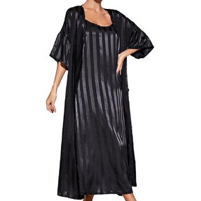 Women's Robe Set Nightgown with Robes Satin Silk Pajama Set 2 Pieces Lingerie U-Neck Sexy Sleepwear Sets