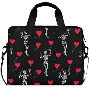 Romantic Skull Gothic Halloween Skeleton Laptop Bag Case 13 14 15.6 inch Laptop Messenger Bag Crossbody Briefcase for Men Women with Shoulder Strap Handle