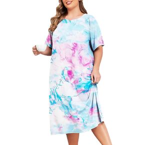 ZOMVA Plus Size Nightgowns for Women with Pockets Short Sleeve Cotton House Dress Mumu Duster Housecoat Moo Moos Dresses