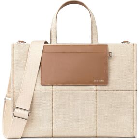 Comfyable Laptop Tote Bag for Women- Canvas/Denim Purse, Functions as Briefcase Handbag and Crossbody Shoulder Bag, Work Tote