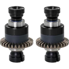 Assembled Differential 30T 0.8Mod for ARRMA 1/18 Granite GROM, Typhon GROM, 1/14 Mojave GROM, 1/12 Losi NASCAR AWD RC Racecar, RC Front & Rear Universal Upgraded Metal Differential 2Pcs (Black/Red)