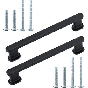 Cabinet Handle 10 Pack 6-1/4 Inch (160mm) Hole Center Solid Aluminium Alloy Matte Black Furniture Pulls Drawer Pulls Kitchen Handle.