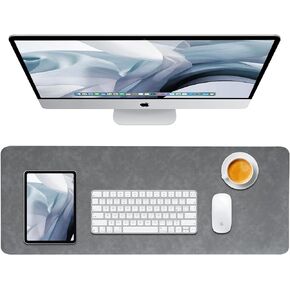 Leather Desk Pad Protector, Leather Mouse Pad, Dual-Sided PU Desk Pad, Laptop Mouse Mat, Waterproof Desk Writing Pad for Office and Home, 31.5" x 11.8", Green