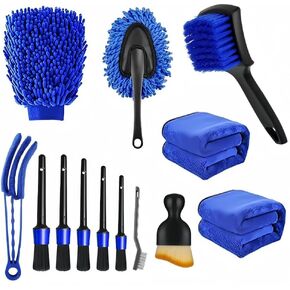 13Pcs Car Wash Cleaning Kit, Car Detailing Kit, Auto Detail Supplies Tools with Wheel Brush Set, Car Detailing Brush Set for Tires, Wheels, Interior, Exterior
