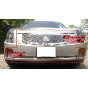 APS Compatible with Cadillac CTS 2003-2007 Stainless Steel Chrome Mesh Grille Insert Combo A77922T