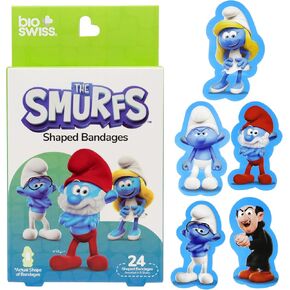 BioSwiss Bandages, The Smurfs in 3D Shaped Self Adhesive Bandage, Latex Free Sterile Wound Care, Fun First Aid Kit Supplies for Kids and Adults, 50 Count