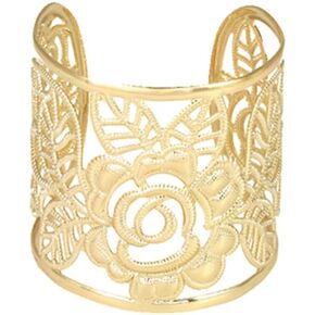 OIDIMS Rose Flower Wide Cuff Bangle Bracelet for Women Men Chunky Open Bracelets Wrist Wrap Bracelet Adjustable Arm Cuff Boho Jewelry Punk Gift for Best Friends Christmas Birthday Party