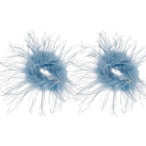 LVCOMEFF Women Ostrich Feather Bracelet Wrist Cuffs Furry for Party Wedding for Sleeve Decoration Ring Luxurious