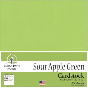 Clear Path Paper - Basil Green Cardstock - 12 x 12 inch - 65Lb Cover - 25 Sheets