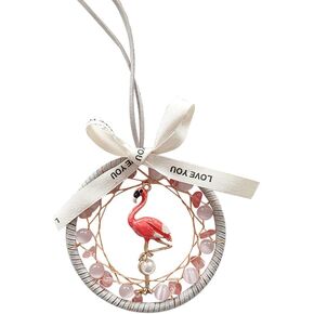 1 Pcs Flamingo Dreamcatcher Car Mirror Charms,Flamingo Car Hanging Ornament Rear View Mirror Pendant Dream Catcher Car Interior Rearview Mirror Hanging for Car Window Wall