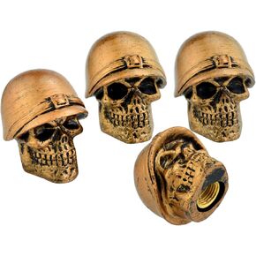 Arenbel Tire Valve Caps 4 Pack Car Tire Valve Caps Skull Tire Wheel Rim Cover Fits Cars Trucks Bikes Motorcycles Bicycles，Attractive Car Accessories (Copper)