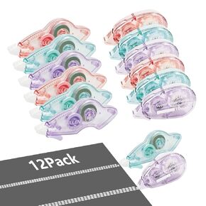 12 Pack Glue Tape for Scrapbooking, Scrapbook Tape, Double Sided Tape Roller for Crafts, 32.8 Ft x 0.31in & 13Ft x 0.2in Tape Runner, Craft Supplies for Gift Wrap, Photo Tape and Arts Projects