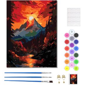 HEIBAGO Paint by Numbers for Adults Beginners with Frame, Paint by Numbers Stained Glass, DIY Aurora Acrylic Paint by Numbers Kits on Canvas, Drawing Colorful Paintworks Artwork for Adults 16x12inch