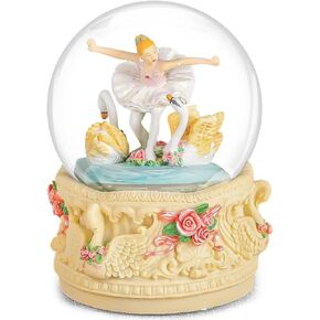 Ballerina Snow Globe Music Box - Swan Lake Gift for Wife Girlfriend Daughter Girls Birthday Christmas Valentine Anniversary Present Wind-up Water Globe Ballet Musical Box with Light Play SWAN LAKE