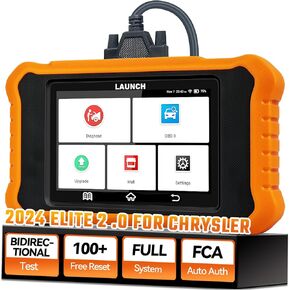 Launch X431 Elite 2.0 Bidirectional Tool Fit for Chrysler Dodge Jeep, 2024 Upgrade Configure Full System Diagnostic, 100+ Free Resets, AutoVIN, Lifetime Free Update