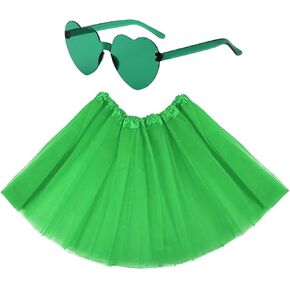 Tutu Skirts for Women 4 Layered Classic Elastic Tulle Tutu Skirts Adult Party Festival Running with Sunglasses