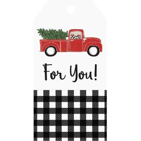 Graphique Girl Red Skirt Holiday Single Gift Tags (16 Tags, 2.5" x 5") – Includes Bakers Twine, Embellished with Clear Glitter, Perfect for Personalizing Gift Bags and Seasonal Favors
