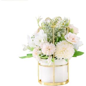 HYEMOLII Artificial Hydrangea with Small Ceramic Vase Fake Silk Variety Flower Fake Flowers in Vase Mini Flowers Potted Hanging Potted Plants for Wedding House Cafe Office Desk Decor