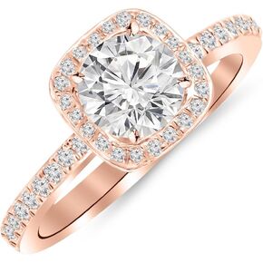 2.25 Carat Designer Halo Channel Set Round Diamond Engagement Ring with Milgrain with a 1.5 Carat J-K I2 Center