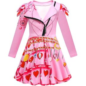 Kids Rise Red Costume Girls Zipper Jacket Long Sleeve Princess Dress Birthday Halloween Dress up Outfit