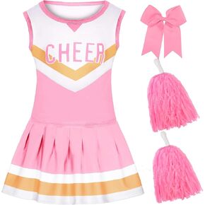 Cheerleader Costume for Girls Toddler Cheerleader Outfit Baby Cheerleading Costume for Kids 1-4 Years