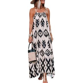 Womens Maxi Summer A-Shape Sleeveless Long Dress Adjustable Straps Summer Dresses 2024