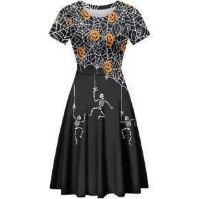 Cumagical High Waisted Dress A Line Frock Short Sleeve Short Wedding Party Dresses
