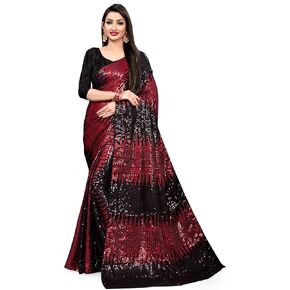 MOHIT CREATIONS Latest Partywear Elegant Georgette Embroidery Sequences Saree With Blouse Piece