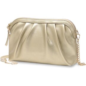 VASCHY Clutch Purse for Women,Fashion Ruched Vegan Leather Small Formal Evening Handbag Crossbody Shoulder Bag Wedding,Party