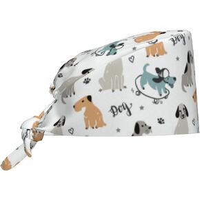 Working Cap Scrub Cap with Sweatband Adjustable Unisex Women Tie Back Hat Nurse Surgical Caps