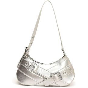 Sanxine Shoulder Bag for Women Y2k Small Purse Designer Punk Style Hobo Handbags Vegan Leather Trendy Crescent Bags