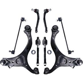 Suspension Kit, Replacement for Control Arm and Ball Joints with Sway Bar Link Outer Inner Tie Rods Compatible with 2007-2012 Hyundai Santa Fe, 2011-2013 Kia Sorento - 8 Pcs Black