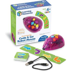 Learning Resources Rechargeable Code & Go Robot Mouse - STEM Toys for Kids, Coding Toys for Boys and Girls Ages 4+