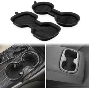 Auovo 3D Cup Holder Insert Coasters Compatible with Toyota Camry Accessories 2018-2023 2024 Silicone Cup Mat Pad Liners Replacement Interior Decoration (Red Trim, 2-pc Set)