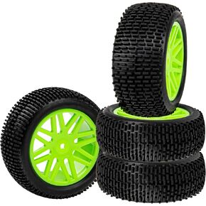 12mm Hex Wheel Rims & OD 88mm/3.46" Rubber Tires with Foam Front Rear Wheel Compatible with Redcat HPI HSP ExceedRC 1/10 Scale Off Road Buggy
