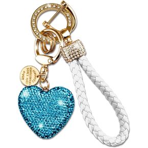 Heart Keychain Wristlet Bling Keychains For Women Girls Key Chain For Car Keys Purse Charms Handbag Backpack Accessories