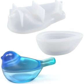 Bird Shape Box with Lid Epoxy Mold DIY Resin Casting Small Bird Trinket Box Silicone Mold, Size: 3" x 1.5" x 3"