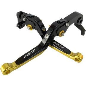 Gold Motorcycle Accessories Engrave Logo Brake & Clutch Levers Set Adjustable Foldable Extendable CNC Compatible with Yamaha R7 2021 2022 2023, Red