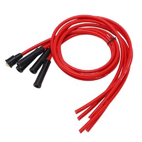 Spark Plug Ignition Wire Set,Spark Plug Ignition Wire Set Red High Performance Silicone 1m Car Ignition Wire for 4 Cylinder Automobile 8mm