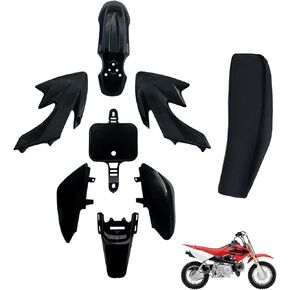 ABS Plastic Kit with High Elasticity Tall Seat, Pit Dirt Bike Plastic Fender, Thicker Plastic Kit Compatible with CRF50F XR50R CRF50 XR50 SDG SSR 50cc-110cc Pit Dirt Bike (Green & White)