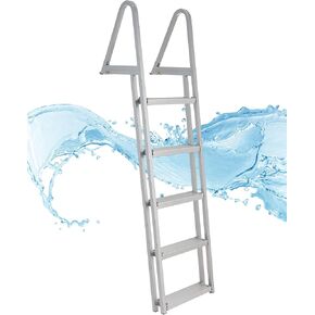 CO-Z 4 Step Removable Dock Ladder, Pontoon Boat Ladder with 350lb Load, Aluminum Swim Ladder with Wide Step & Nonslip Tread, Quick Release Dock Stair for Lake Swimming Pool Marine Boarding