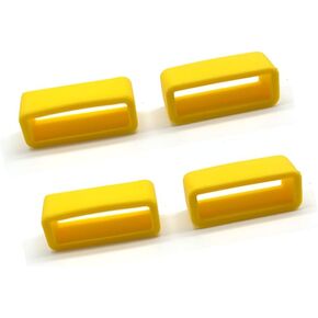 Aliotech 4pcs Rubber Leather Watch Band Strap Loops Yellow Silicone Replacement Resin Watch Bands Keeper Holder Retainer(Yellow, 20mm)